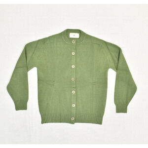 Hickory House Women Button Cardigan Sweater Solid Wool Green Size 36 Vigin Wool